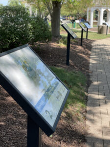 book pages on display in a park