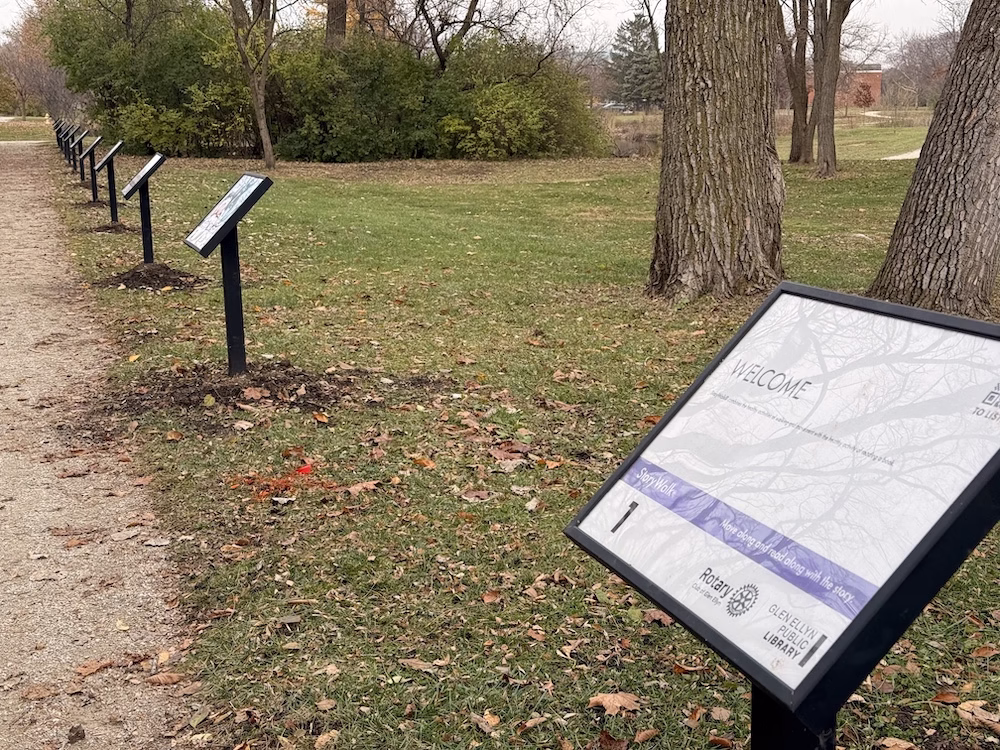 story panels at a park